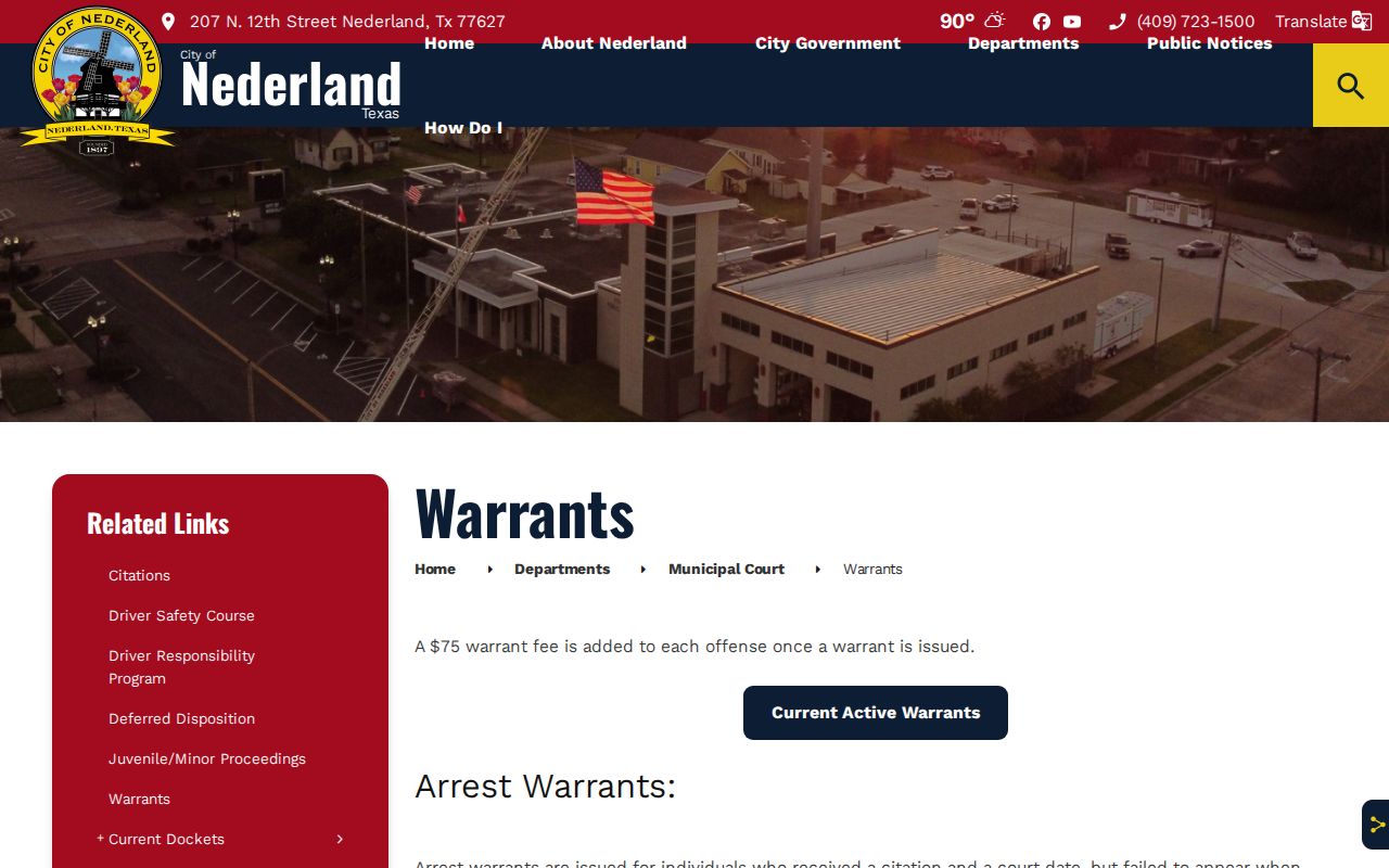Jefferson County bench warrant records reference, Nederland arrest warrant and capias headings