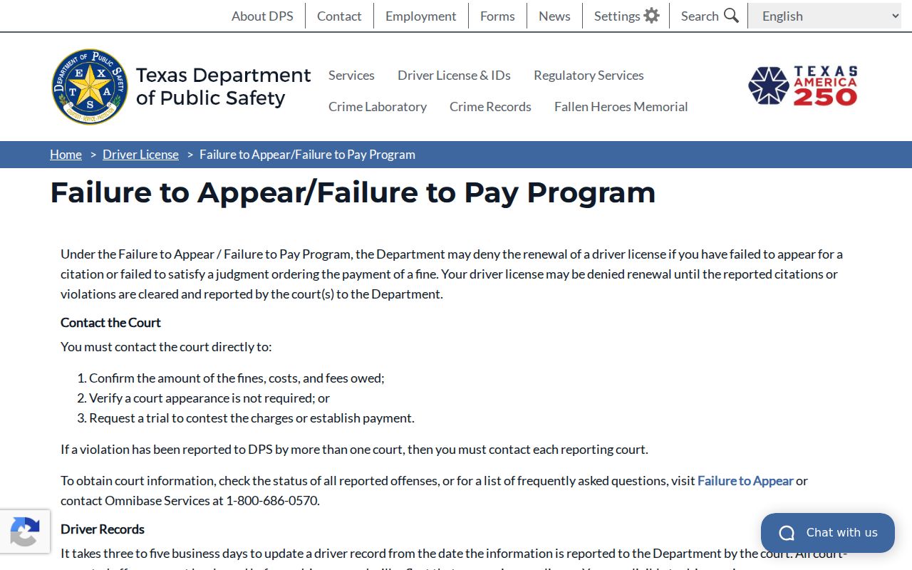 Jefferson County traffic warrant reference, Texas DPS FTA and FTP program